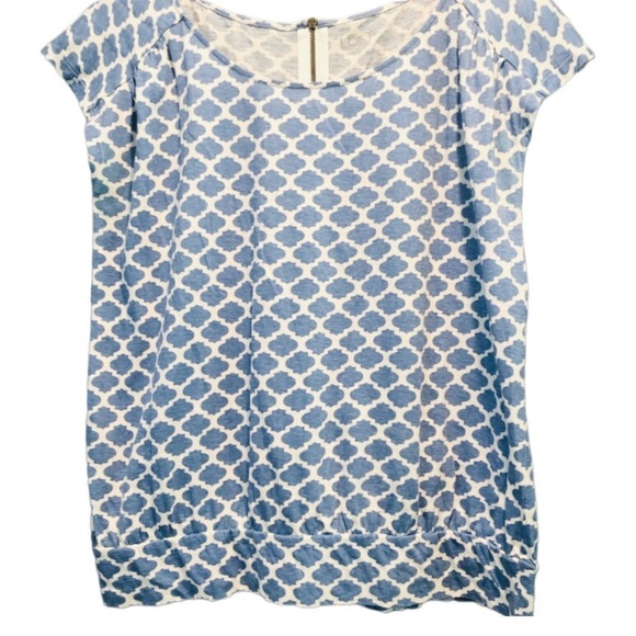 LOFT Tile Print Top in Blue - Picture 1 of 4